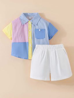 Hopscotch - 2-Pc Colorblock Stripe Summer Shorts Set