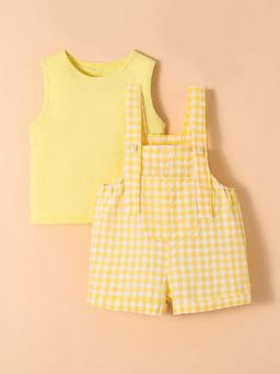 Hopscotch - 2-Pc Gingham Golden Hour Dungaree Set