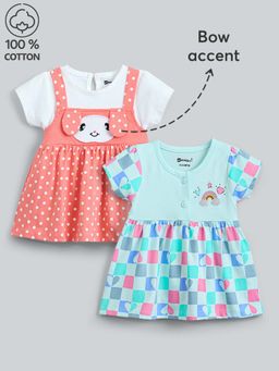 Hopscotch - 2-Packs Polka Dot & Pixel Check Cotton Dress