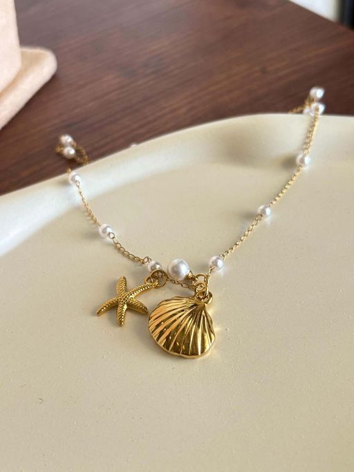 AMOSSH Waterproof 18K Gold Plated Marial Necklace