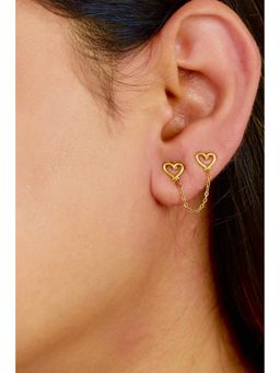 AMOSSH - 18K Gold Plated Heart String Drop Earrings
