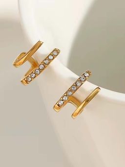 AMOSSH - 18K Gold Plated Norah Stud Studded Hoop Earrings