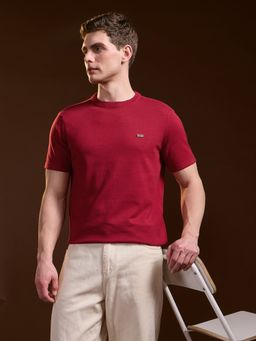 The Bear House - Red Solid Regular Fit T-Shirt