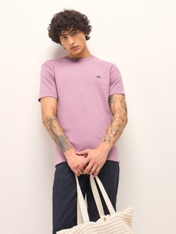 The Bear House - Purple Solid Regular Fit T-Shirt