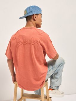 The Bear House - Mens Orange Cotton Oversize T-Shirt