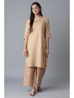Aurelia - Aure Collection By Aurelia Beige Kurta-Straight Palazzo (Set of 2)