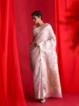 Beatitude - Lavender Woven Banarasi Saree with Unstitched Blouse