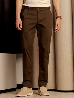 Andamen - Men Brown Solid Cotton Blend Regular Fit Chino