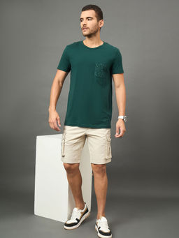 Club York - Men Beige Solid Cargo Shorts
