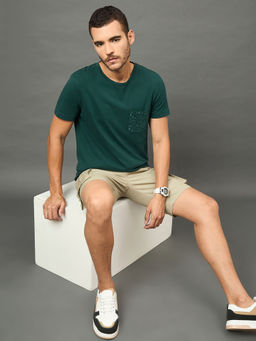 Club York - Men Light Green Solid Cargo Shorts
