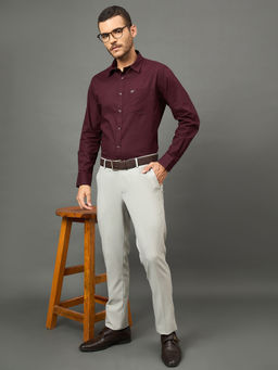 Club York - Men Grey Solid Formal Trouser