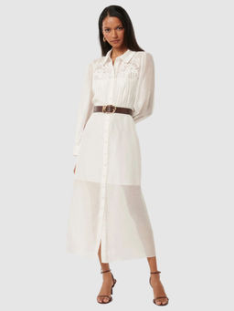 Forever New - White Janice Petite Embroidery Dress with Belt (Set of 2)