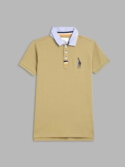 Blue Giraffe - Boys Olive Solid Polo T-Shirt