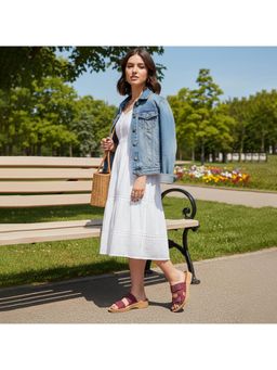 BERSACHE - Extra Soft Classic Casual Maroon Sandals for Womens