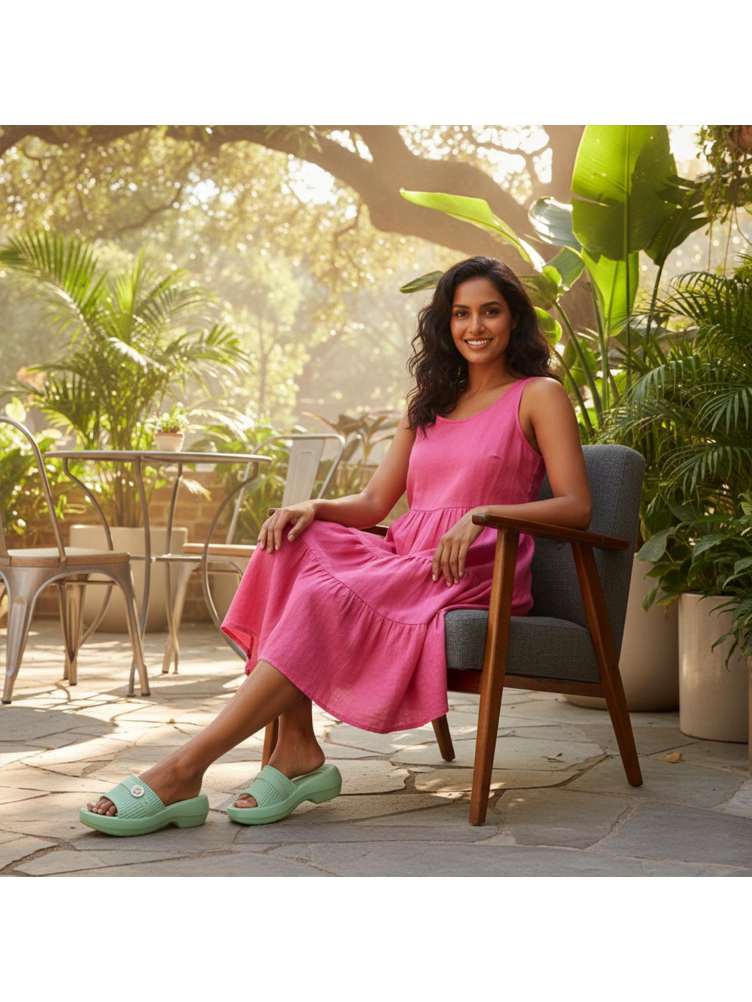 Extra Soft Classic Casual with Ultra Soft Green Sandal Heels for Womens