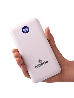 MIRACLE DIGITAL - 10,000 mah Fast Charging Slim Power Bank (White),10W, Dual Ports