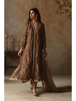 Begum Pret - ASMA Gold Kurta with Pant & Dupatta (Set of 3)