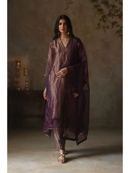 Begum Pret - AYAT Purple Kurta with Pant & Dupatta (Set of 3)