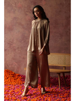 Begum Pret - ISHAAIRA Gold Embellished Top & Palazzo (Set of 2)