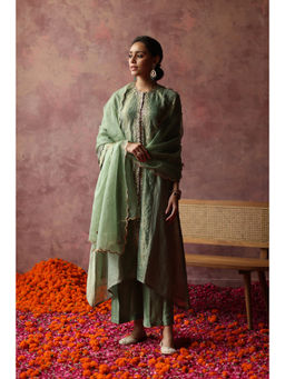 Begum Pret - PAAKIZAH Sea Green Kurta with Pant & Dupatta (Set of 3)
