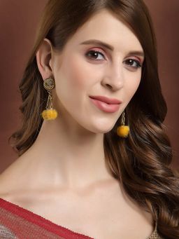 PANASH - Yellow Gold-Plated Pom-Pom Drop Earrings