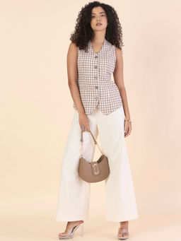 Powersutra - Brown V-Neck Cotton Blend Waistcoat with Trouser Co-ord (Set of 2)