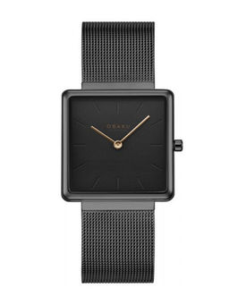 Obaku - Kvadrat V236LXBBMB Black Dial Quartz Watch For Women
