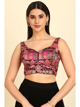 Soch - Women's Wine Rayon Woven Design Padded Blouse