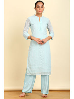 Soch - Women's Powder Blue Georgette Kurta with Thread Work
