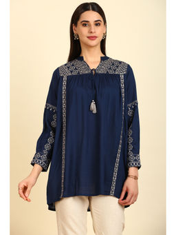 Soch - Women's Teal Rayon Tunic with Tassels