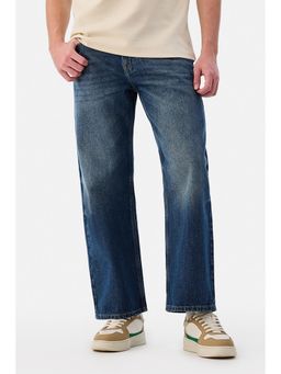 Snitch - Blue Solid/Plain Loose Casual Jeans