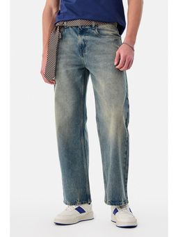 Snitch - Blue Solid/Plain Loose Casual Jeans