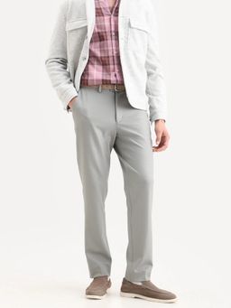 Rare Rabbit - Grey Textured Regular Casual Trouser
