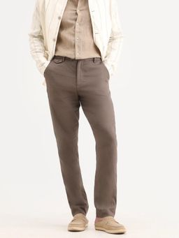 Rare Rabbit - Brown Textured Regular Casual Trouser