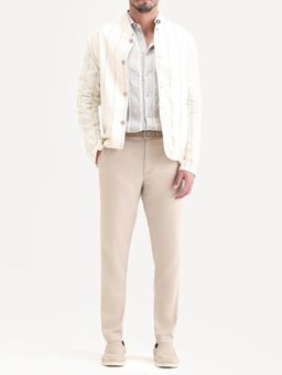 Rare Rabbit - Beige Textured Regular Casual Trouser