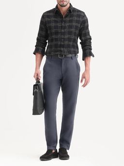Rare Rabbit - Grey Textured Regular Casual Trouser