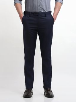 Arrow - Blue Textured Regular Formal Trouser