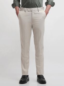 Arrow - Beige Textured Super Slim Formal Trouser