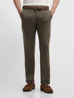 Arrow Sports - Green Textured Regular Casual Trouser