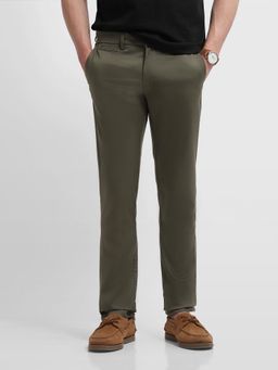 Arrow Sports - Green Textured Slim Casual Trouser