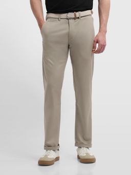 Arrow Sports - Beige Textured Regular Casual Trouser
