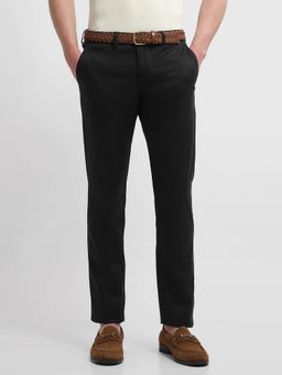 Arrow Sports - Black Textured Slim Casual Trouser