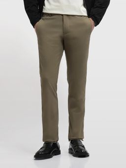 Arrow Sports - Green Textured Slim Casual Trouser
