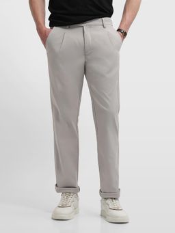 Arrow Sports - Grey Textured Regular Casual Trouser