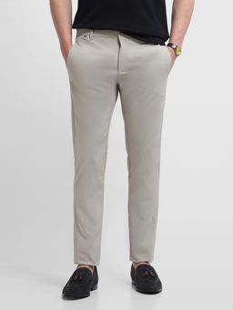 Arrow Sports - Grey Textured Slim Casual Trouser