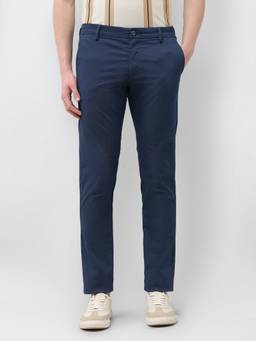 U.S. POLO ASSN. - Blue Textured Slim Casual Trouser