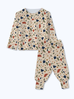 Cocoon Care - Beige Bamboo Cotton Muslin Printed T-shirt & Pyjama