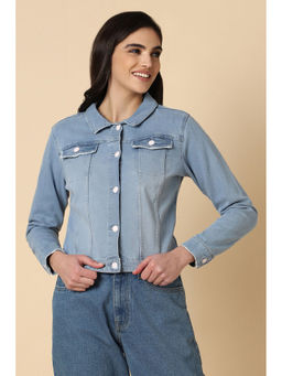 Allen Solly - Women Blue Solid Casual Denim Jacket