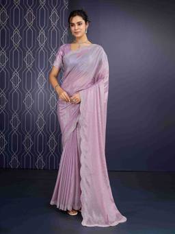 Sethnic Lifestyle - Ice Georgette Zarkan Work Lavender Saree with Unstitched Blouse