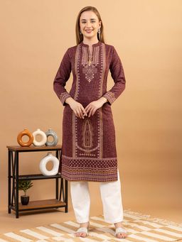 TWENTY ME - Wine Woven Regular Kurta